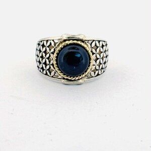 Estate Sterling Silver 925 ATR Thailand Ring w/ Black Onyx & Gold Accent Sz 10